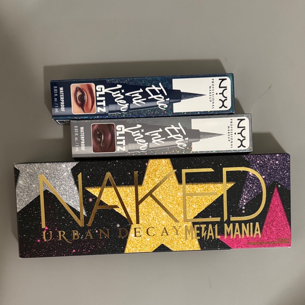 Urban Decay Metal Mania Palette Nyx Ink Liner Glitz